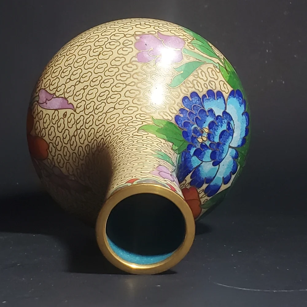 Handcrafted Chinese Floral Cloisonné Enamel 6.5